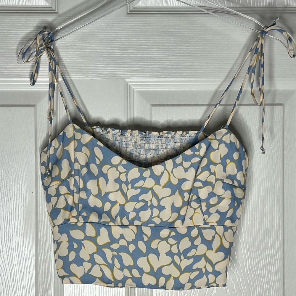 Resa Satin Heart Print Crop Top Sz M - Picture 3 of 8